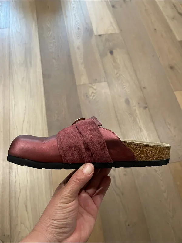 Birkenstock Tatami Tatum Burgundy Clogs Heart Buckle Slip On Women’s Sz 36 (5US) - Image 11