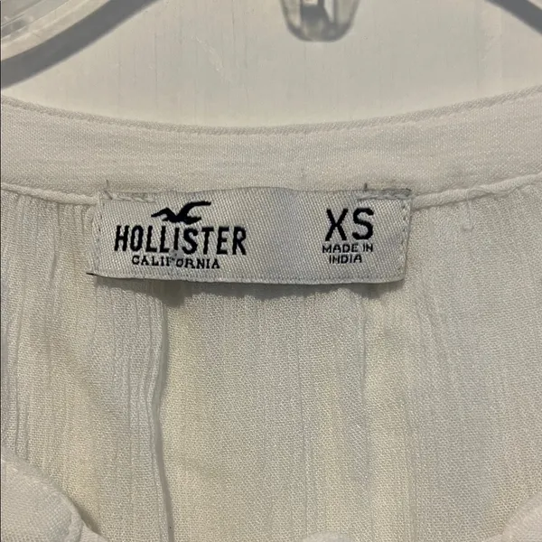 Hollister White Lace Blouse Vneck Tie 072626 - Image 2