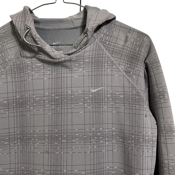 Nike Dri-FIT Women's Hoodie Pullover Gray Plaid Athletic‎ Top Activewear Medium - Image 3