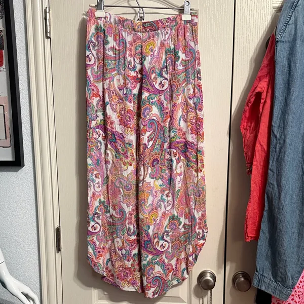 💖 Tinibikini‎ Colorful Paisley Wide Leg Cropped Cover Up Swim Summer Pants - Image 3