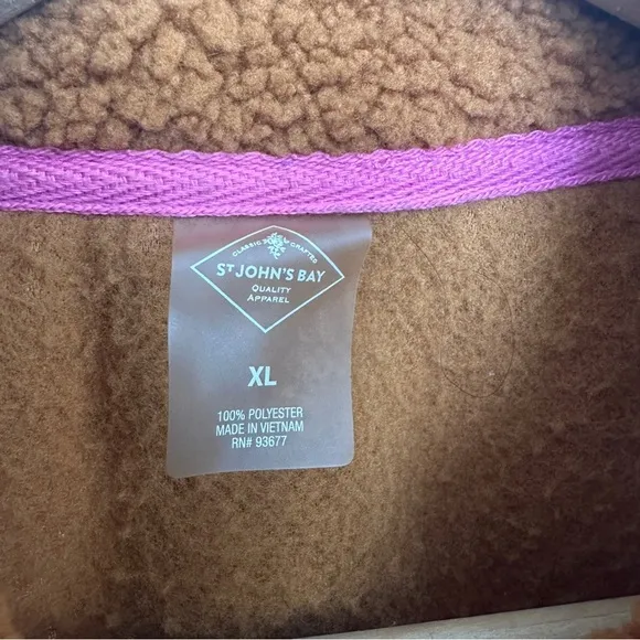 St. John’s Bay Sherpa Pullover Sweater‎ Womens Size XL Roasted Pecan 1/4 Zip - Image 6