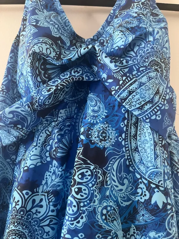 Blue Paisley Tankini Swim Top Halter Medium Tummy Control Swimsuit Boho NWT - Image 3
