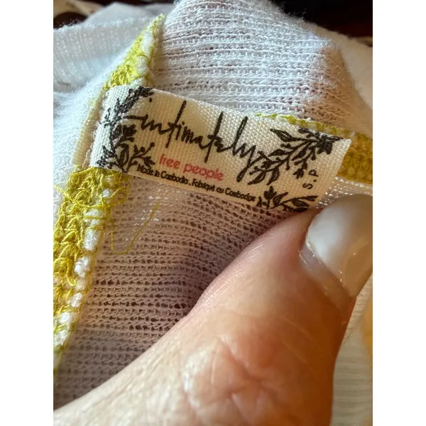 Free People Out of This World Bodysuit Women Small Ivory Yellow Ribbed Knit Boho - Image 7