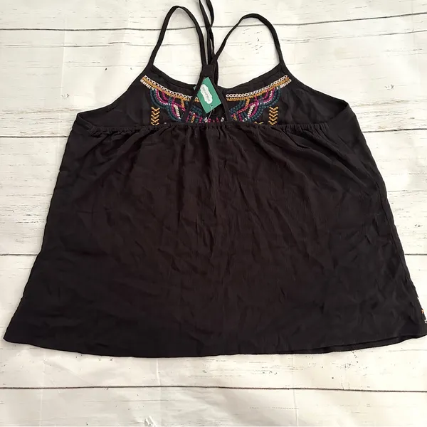 Maurices Tank Top Womens L Black Rayon Embroidered Lightweight Boho Flowy New - Image 10
