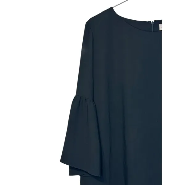 Amanda Uprichard Women Dress Shift Bell Sleeve Round NeckZip Back Black‎ Large - Image 3