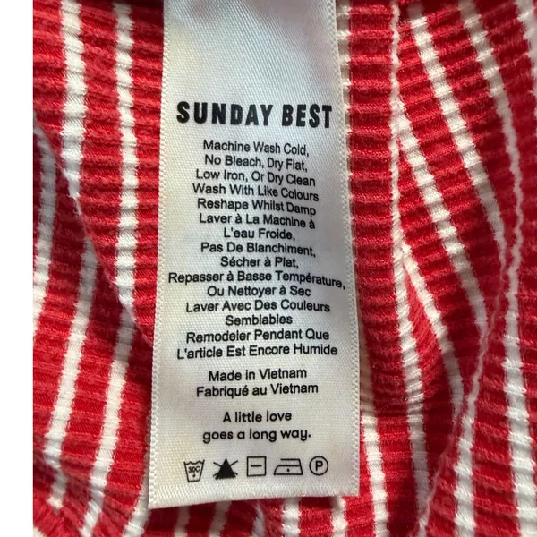 Sunday Best Aritzia Red White Striped Ribbed Crop Tank Top‎ Women Large - Image 5