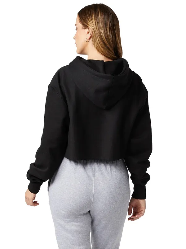 NEW Champion Reverse Weave Women’s Cropped Hoodie Sweatshirt in Black - Size L - Image 2