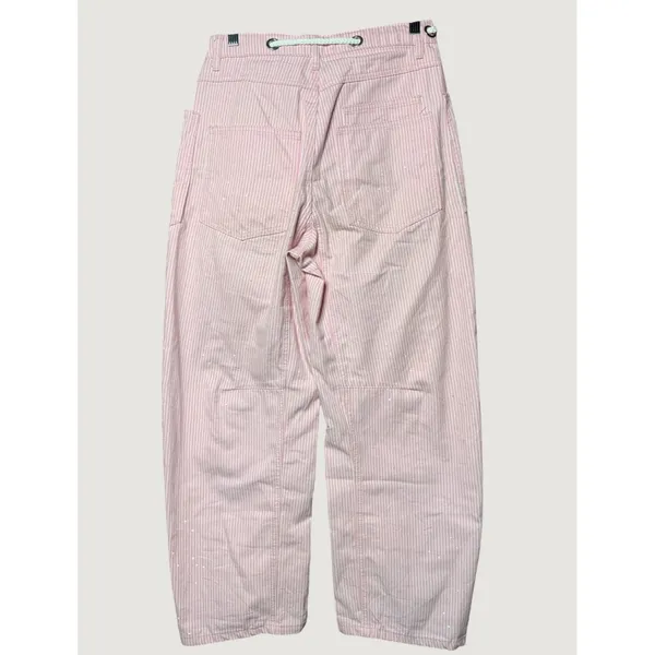Unbranded Hickory Stripe Pants Women 31 Pink Good Patchwork Utility Splatter - Image 2