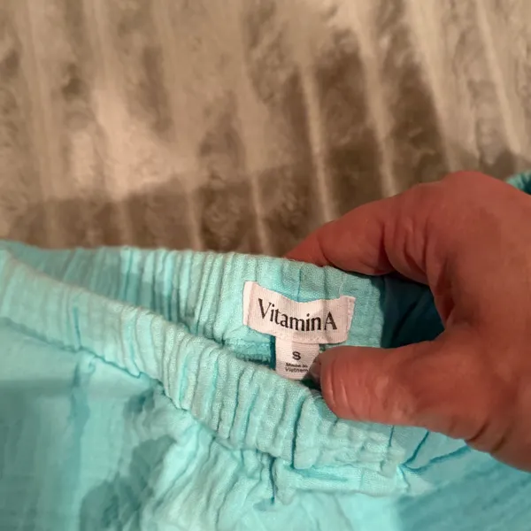 Vitamin A Aqua Blue Cotton Gauze Lounge Shorts Women's Sz S Elastic Waist Casual - Image 4