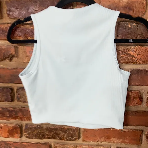 SPANX Blue Contour Rib Mock Neck Crop Top Cropped Tank Women's Size Small - Image 8