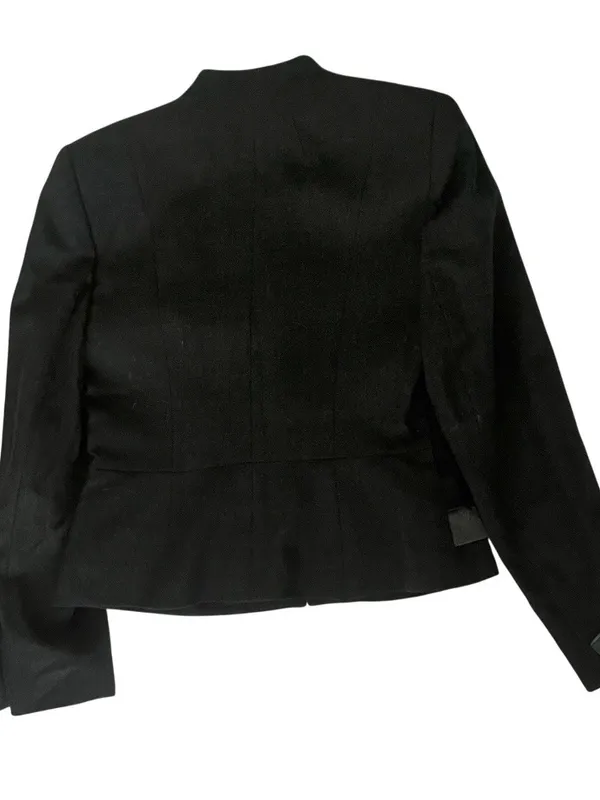 ALBERTO MAKALI Skirt Suit Worsted Wool Leather Trim Size 6 Made In USA VINTAGE - Image 6
