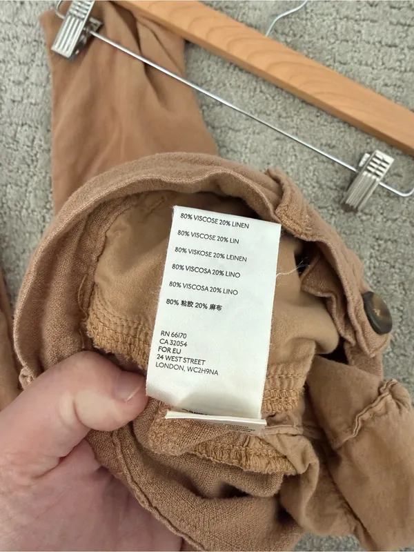 Free People Faded Love Linen Blend Trousers Camel Brown Women's 28 - Image 12