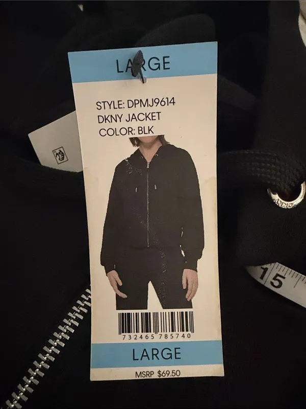 DKNY Black Zip Hoodie with Drawstring - Image 7