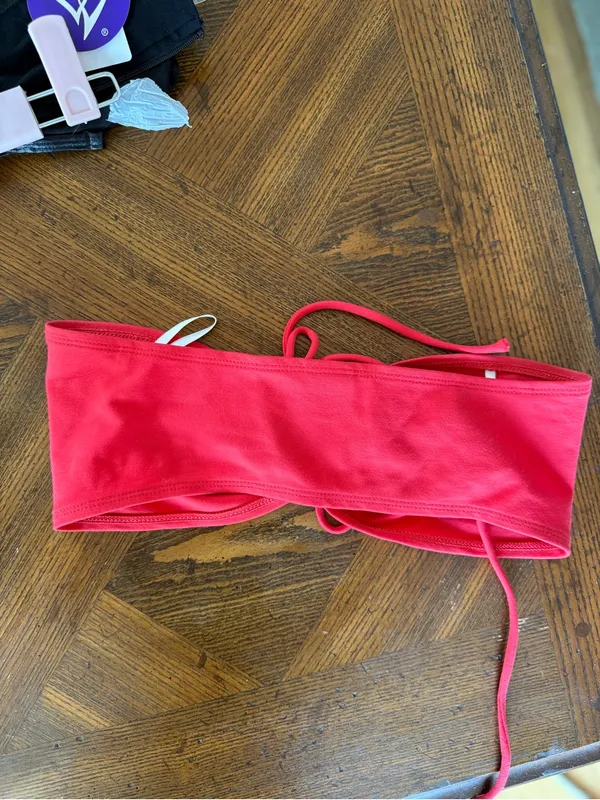 Red Bandeau Tie-Front Bikini Top Sundays Best xs - Image 3