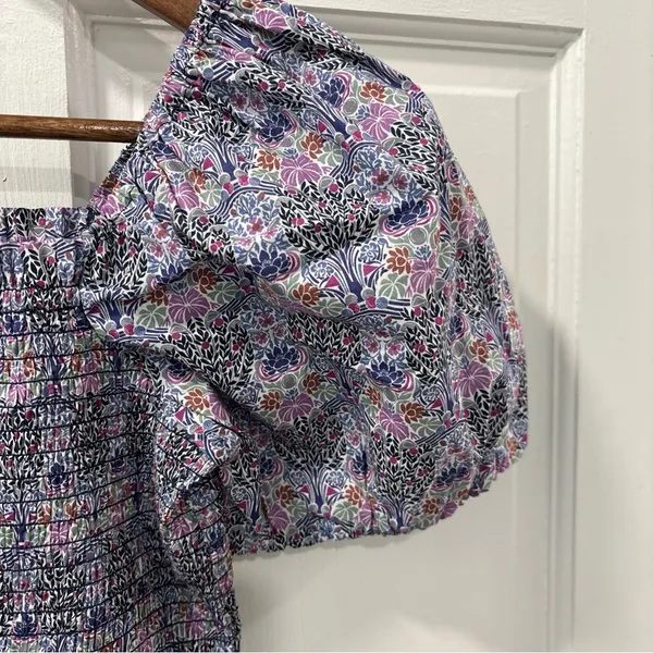 J.Crew Women’s Smocked Square Neck Puff Sleeve Top Size M Liberty Fabric Floral - Image 6