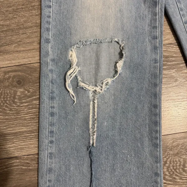 RSQ Womens Mid Waisted Wide Leg‎ Distressed Jeans Blue Size 25 Organic Cotton - Image 4