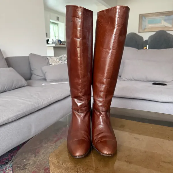 Vintage Gucci Tall Brown Leather Riding Boots 35.5 5.5 - Image 4