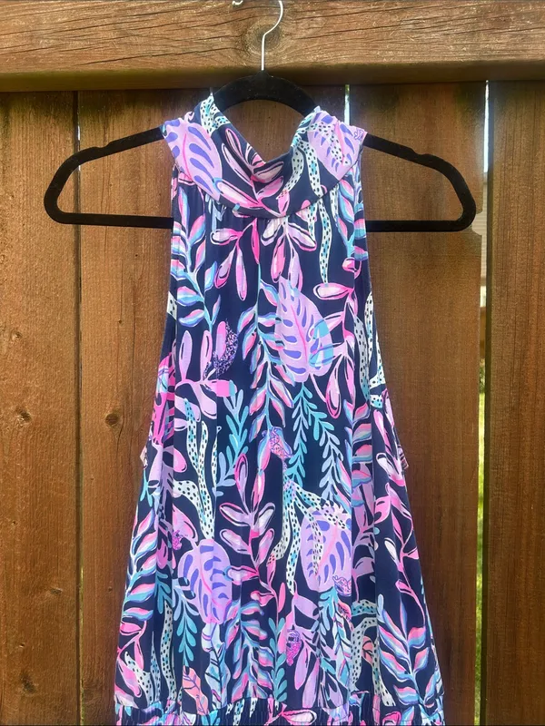 Lilly Pulitzer Wyota Tropical Jungle Blue Purple Jumpsuit Size Large - Image 5