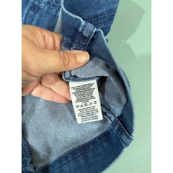 Free People Denim Mini Skirt Size 2 Blue High Waisted Back Zip Seamed Stretch - Image 3