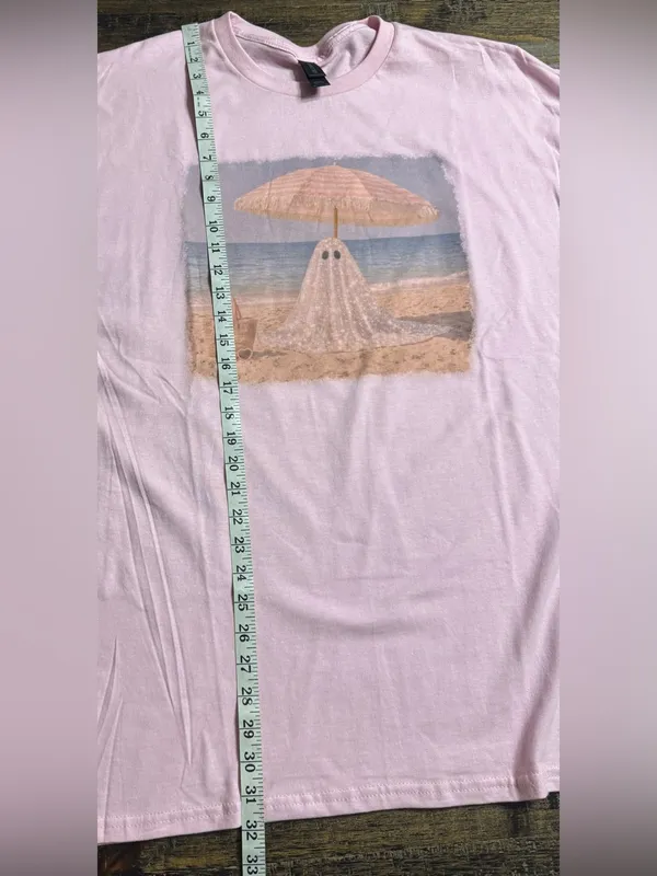 Gildan Light Pink Beach Ghost Graphic Tee - Image 6