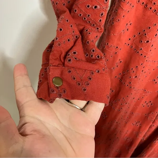 Free People rust colored eyelet‎ jumpsuit zip up size 4 - Image 10