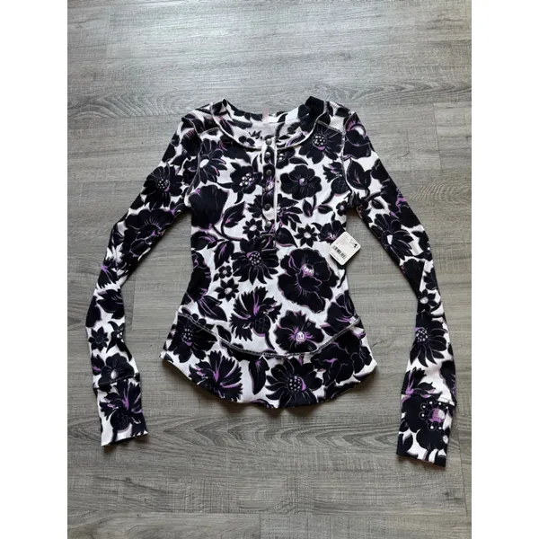 Free People Movement Rally Printed Layer Size Small Garden Floral Lilac - Image 5