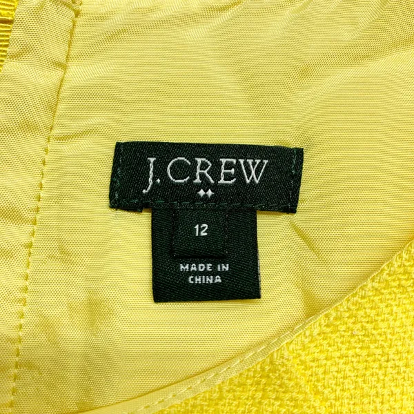 J.Crew Piqué Fit & Flare Dress‎ Womens 12 Yellow Sleeveless Cotton 50344 Size 12 - Image 4