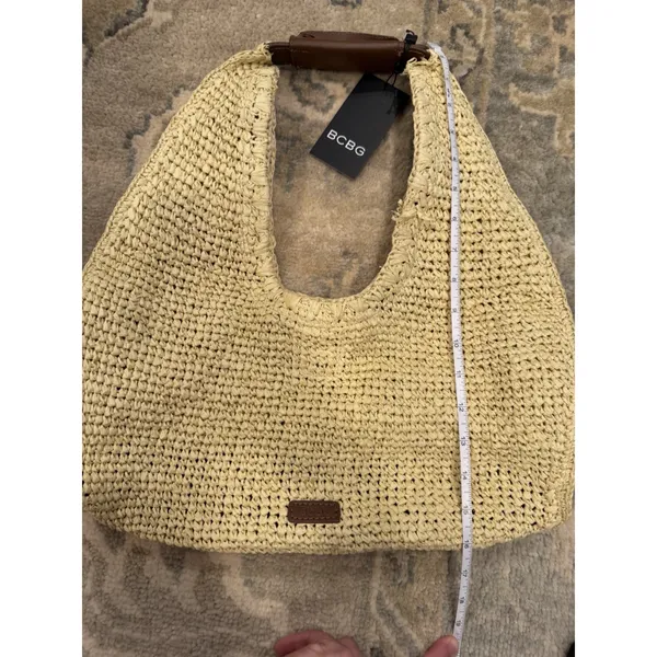 BCBGMAXAZRIA Woven Raffia Shoulder Bag In Brown NWT READ $128 - Image 11