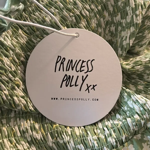 Princess Polly Love Birds Mini Milkmaid Dress Sz 6 Floral Puff Sleeve Green - Image 6