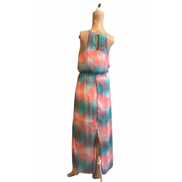 No Boundaries Tropical Palm Print Halter Maxi Dress-size Medium - Image 8