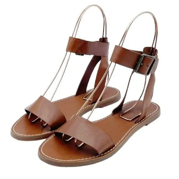 Madewell The Boardwalk Ankle-Strap Sandal English Saddle Brown Leather Size 7.5 - Image 5