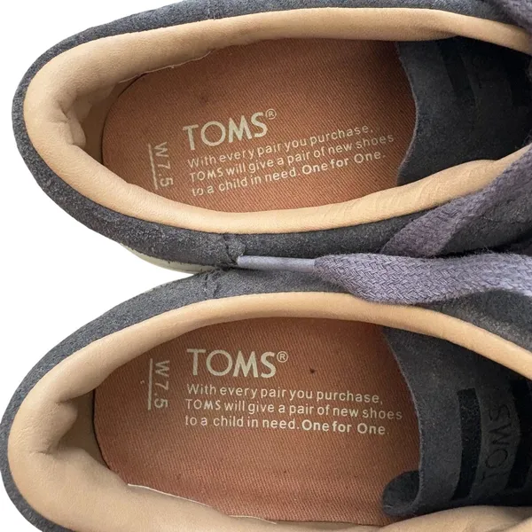 TOMS Lenox Suede Low‎ Top Sneakers Charcoal Grey Womens Size 7.5 Casual Shoes - Image 6
