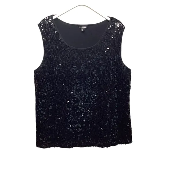 George Sequin Y2K tank blouse Black Size Extra Large - Image 2