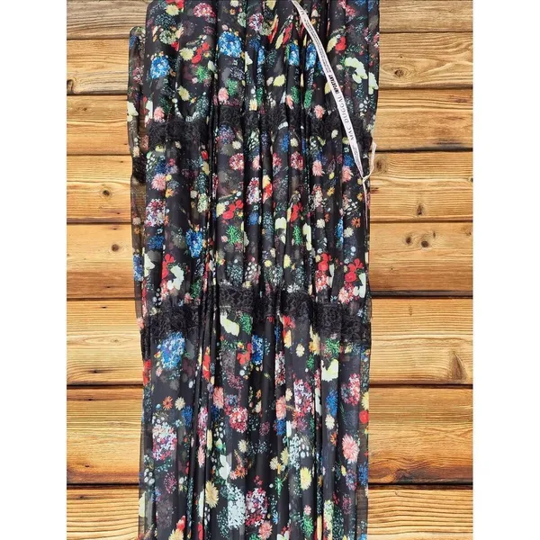 Mac Duggal Size 2 Black Floral Plunge V Neck Lace Maxi Long Formal Gown Dress - Image 13