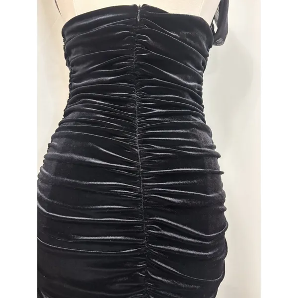 Club L London Seductress Square Neck velvet Ruched Midi Dress Black Sz 10 sexy - Image 6