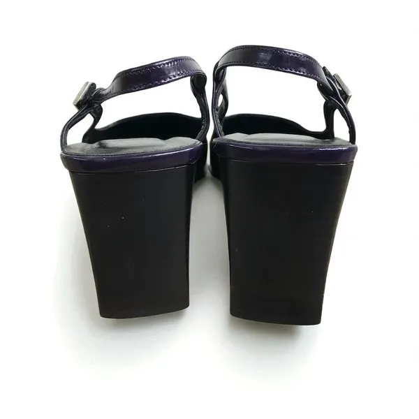 COACH VTG Italian Leather Slingback Pump Heels Sz 8 B Black/Plum Party Rare Y2K - Image 5