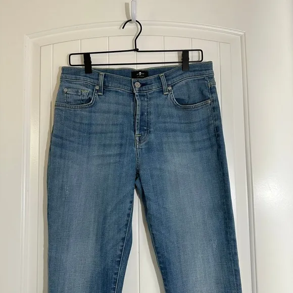 7 For All Mankind Josephina Straight High Rise Blue Jeans‎ Womens Size 29 - Image 2