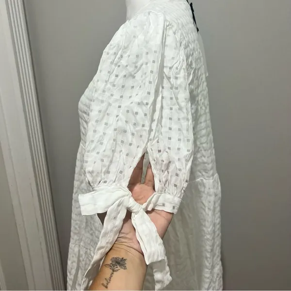 NWT English Factory GINGHAM TIERED MIDI DRESS white womens size medium oversized - Image 6