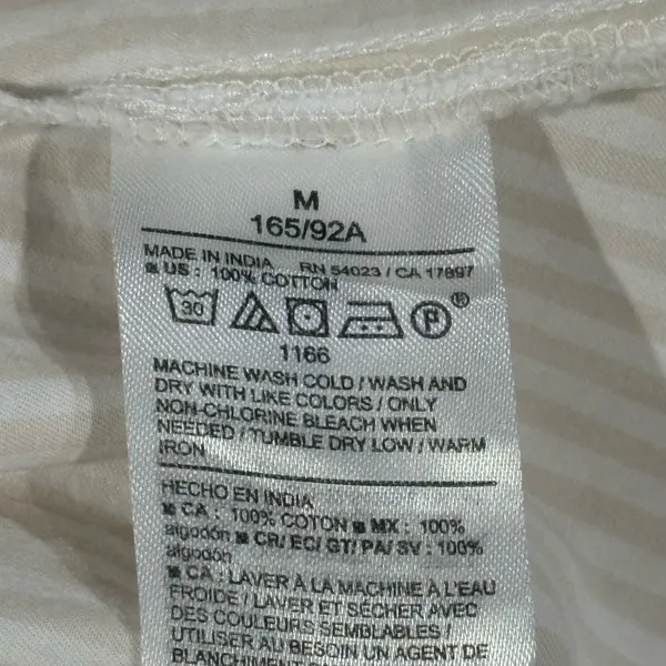 Old Navy Tie-Back Open-Back Button-Down Shirt Neutral Stripe Women’s M - Image 6