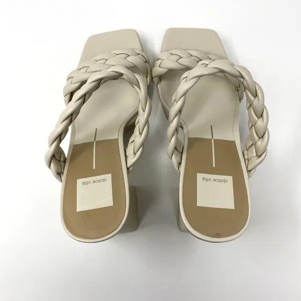 Dolce Vita Ivory Ashby Platform Braided Faux Leather Sandal Block Heels 9.5 - Image 7