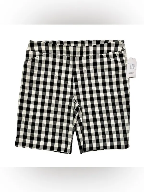 Time and Tru Black & White Gingham Bermuda Shorts Size XL NWT - Image 3