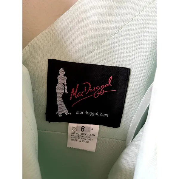 Mac Duggal Pistachio Green Satin Ruffled Maxi Dress 67815 Size 6 Sleeveless - Image 6