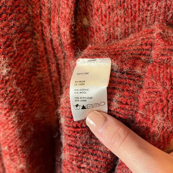Royal Robbins Chunky Knit Red Marled Wool Blend Cable Knit Zip Up Jacket Size LG - Image 4