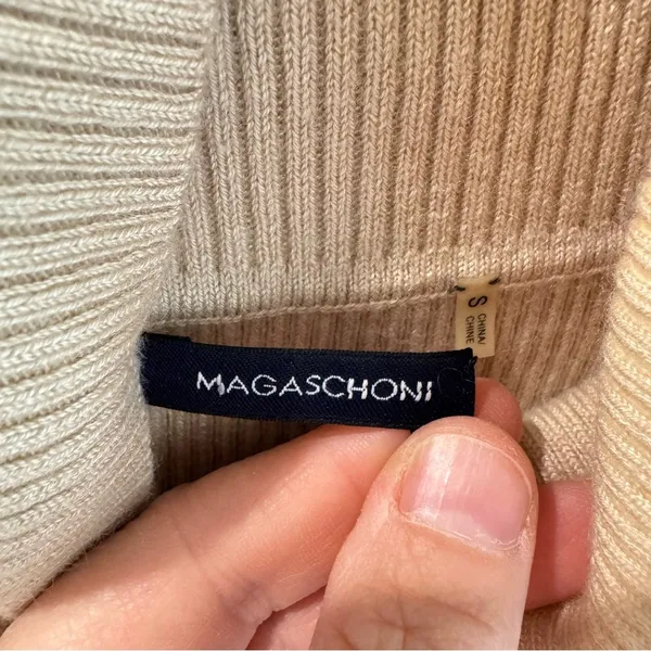 Magashoni Silk Cashmere Blend Sleeveless Babydoll Turtleneck‎ Sweater Small - Image 2