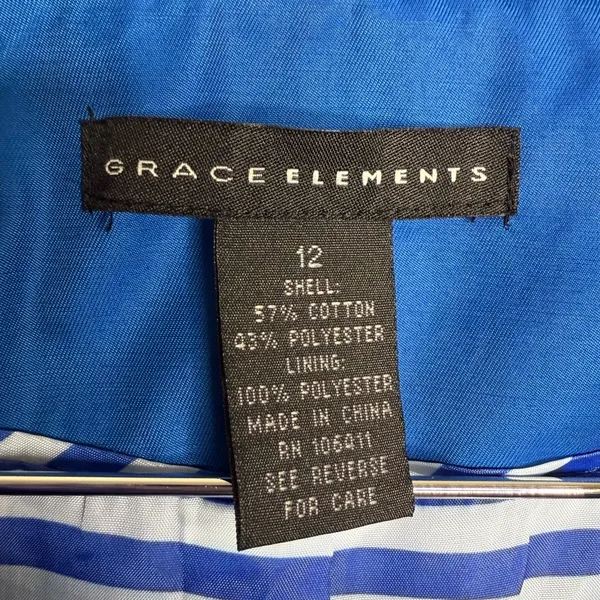 Grace Elements Blue Belted Short Trench Pea Coat Jacket Women’s Size 12 Roll Tab - Image 3