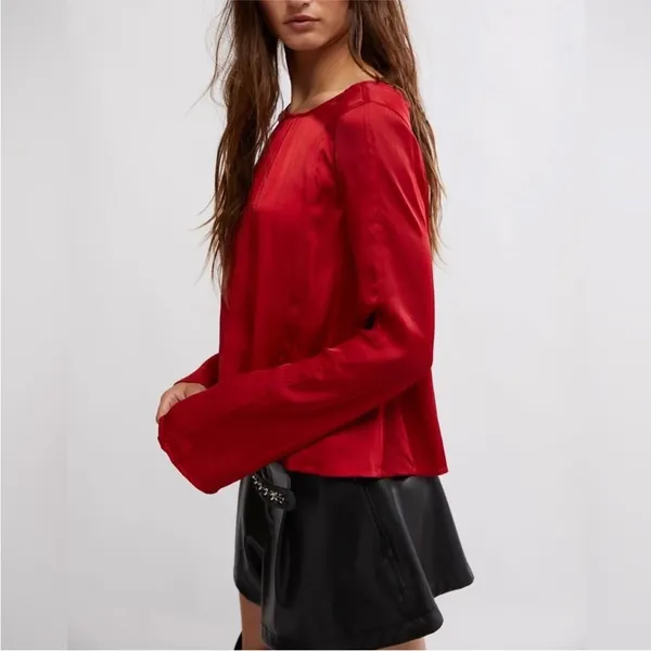 Free People Arabella Open Ribbon Tie Back Blouse, NWT - Image 4