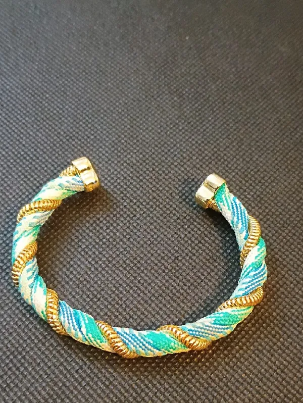 Kendra Scott Masie Cuff Gold-Tone Turquoise & Blue Twisted Rope Cuff Bracelet - Image 3