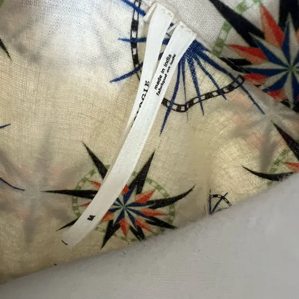 By Anthropologie Linen Blend Top MEDIUM Oversized Bohemian Button Printed Hippie - Image 9