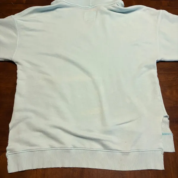 Aerie Hoodie Women S Light Blue Oversized Raw Hem V-Neck Sweatshirt - Image 7