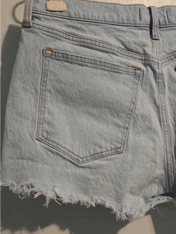 Abercrombie & Fitch Light Blue Frayed Denim Shorts - Image 7
